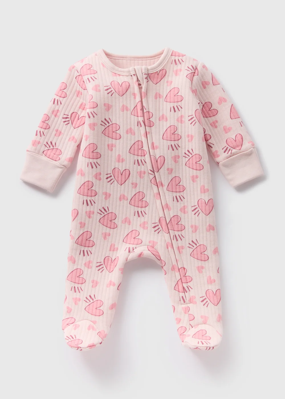 Baby Pink Heart Sleepsuit (Newborn-18mths) - Age 0 - 3 Months Image 1