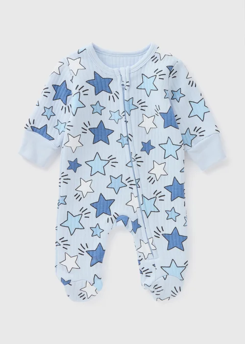 Baby Blue Star Sleepsuit (Newborn-18mths) - Age 0 - 3 Months Image 1