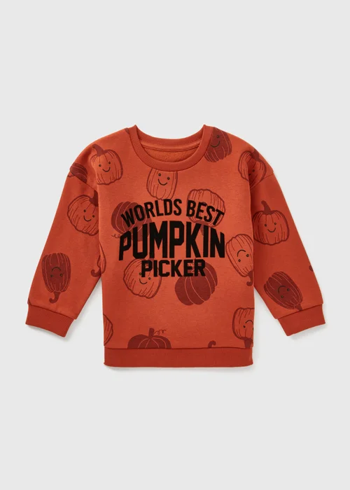 Kids Orange Pumpkin Sweatshirt (1-7yrs) - 1-1.5 Yrs Image 1