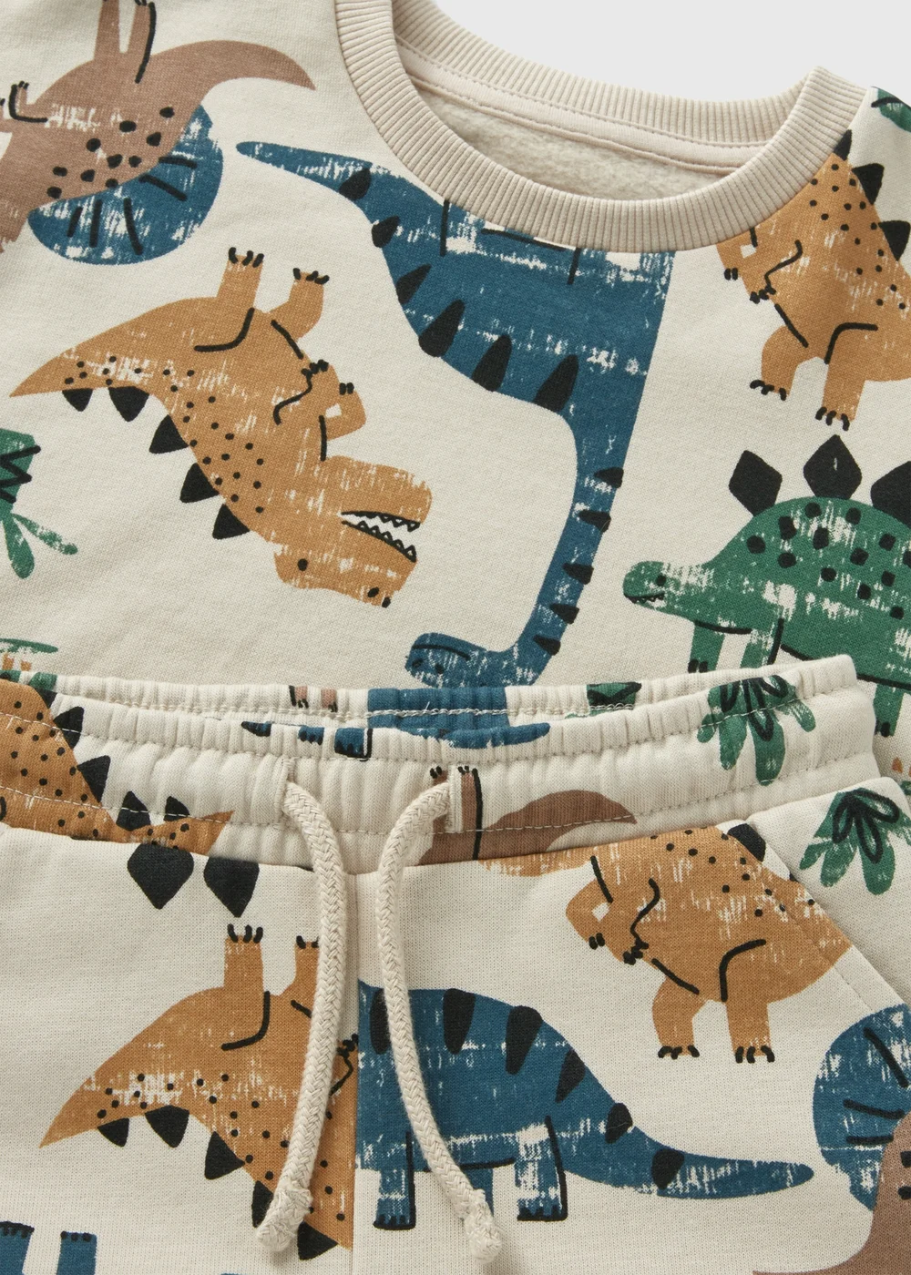 Boys Cream Dinosaur Sweatshirt & Jogging Bottoms Set (1-7yrs) - 1 half year to 2 Image 2