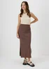 Brown Ribbed Midi Skirt - Size 8 Image 1