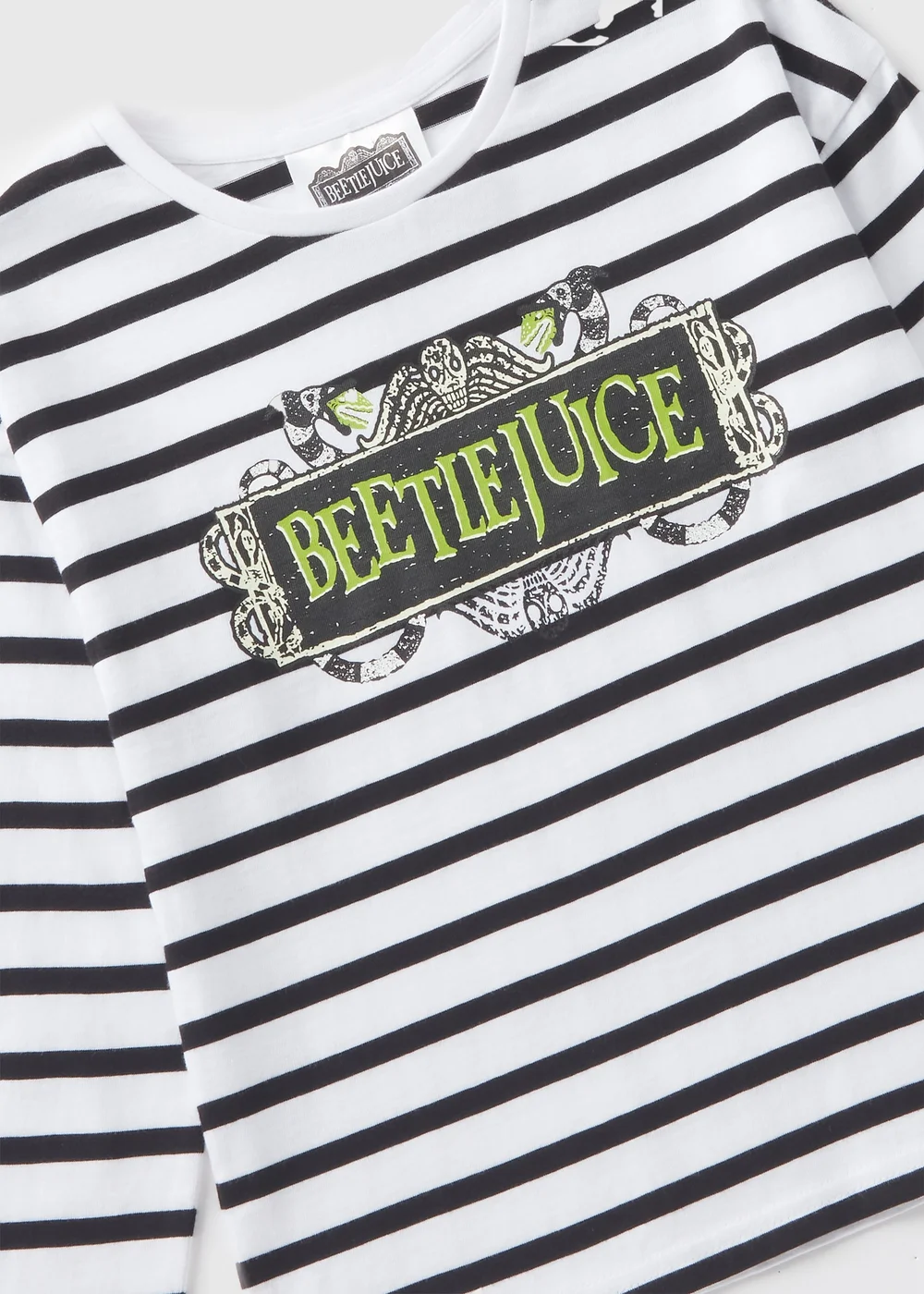 Beetlejuice Girls White Stripe Long Sleeve Top (7-13yrs) - 7 Yrs Image 2