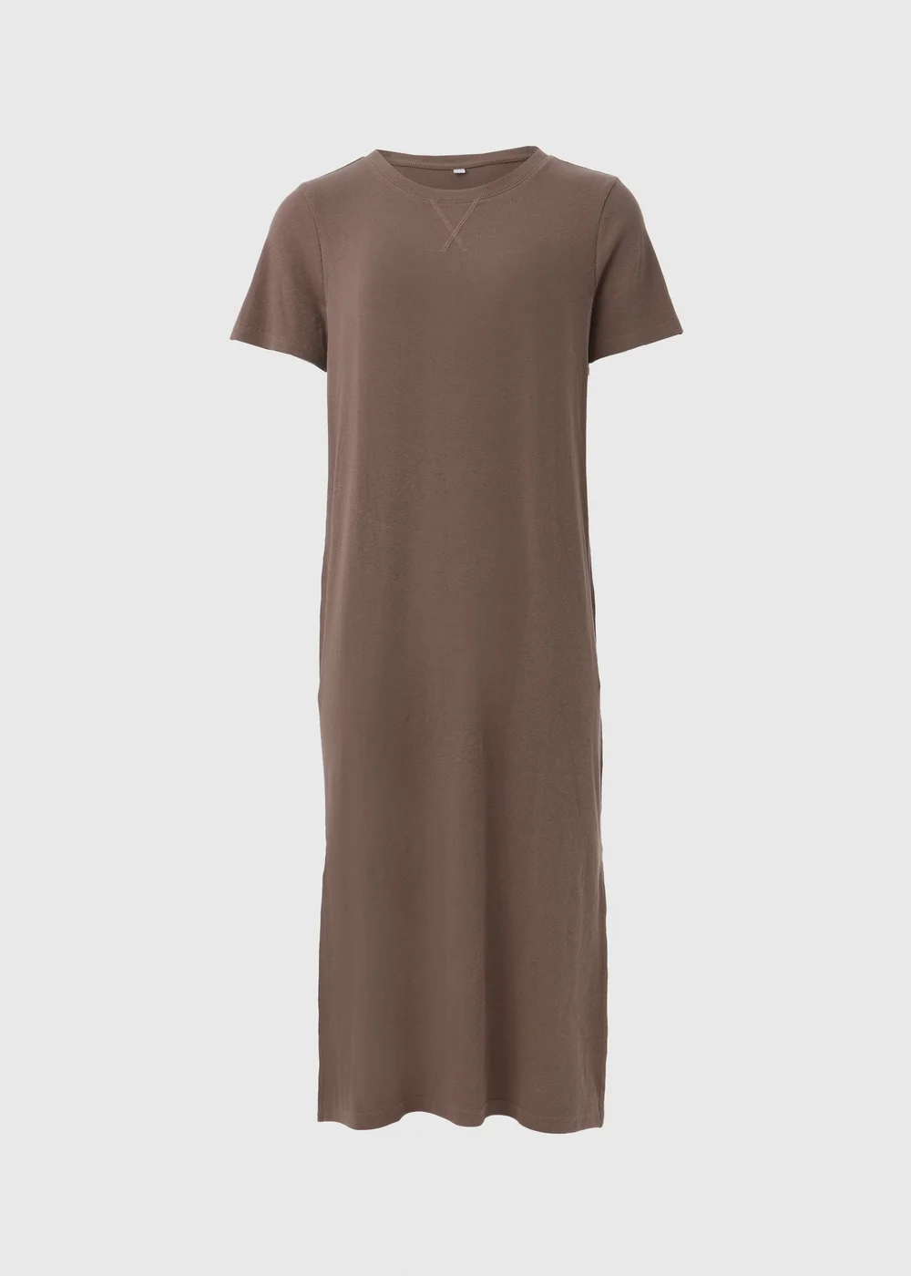 Brown Ribbed T-Shirt Dress - 8 Image 5