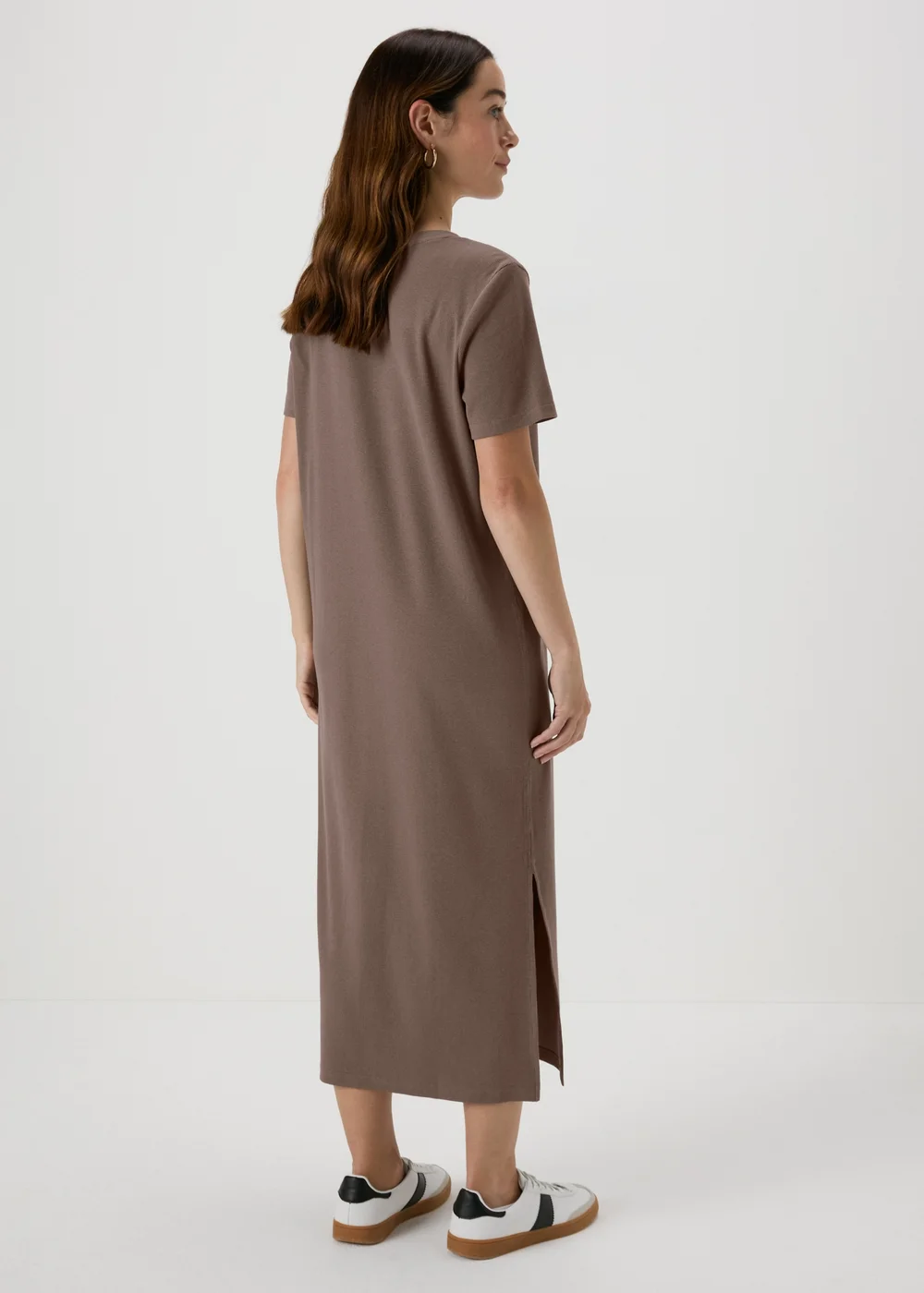 Brown Ribbed T-Shirt Dress - 8 Image 2