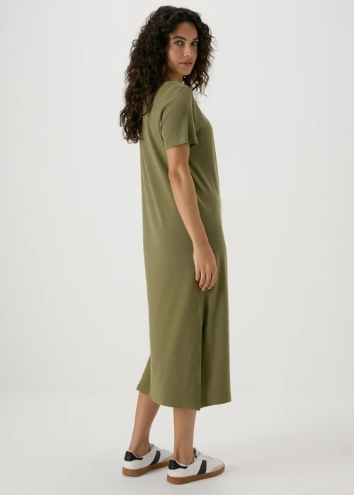 Khaki Ribbed T-Shirt Dress - 8 Image 2
