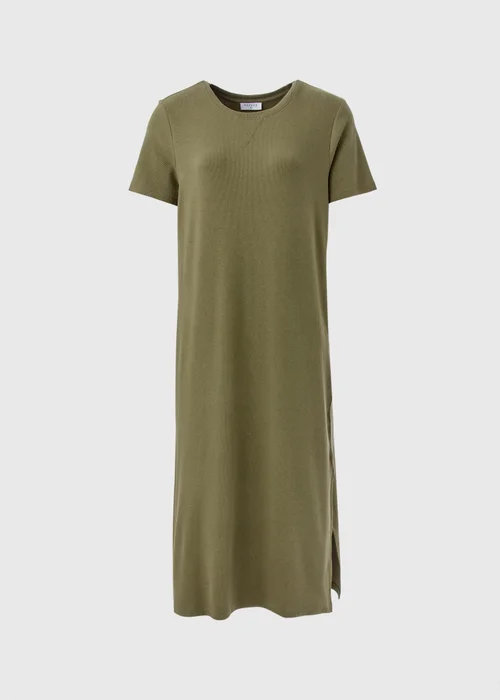 Khaki Ribbed T-Shirt Dress - 8 Image 5