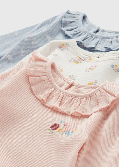 3 Pack Baby Pink Floral Tops (Newborn-23mths) - 0-3 months Image 2