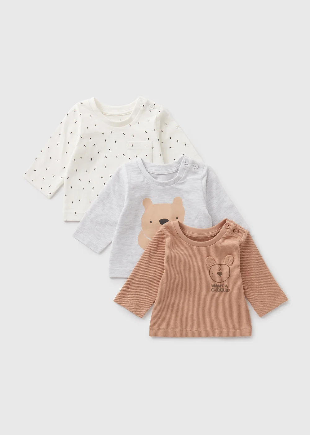 3 Pack Baby Brown Bear T-Shirts (Newborn-23mths) - 0-3 months Image 1