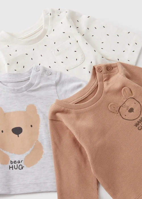 3 Pack Baby Brown Bear T-Shirts (Newborn-23mths) - 0-3 months Image 2