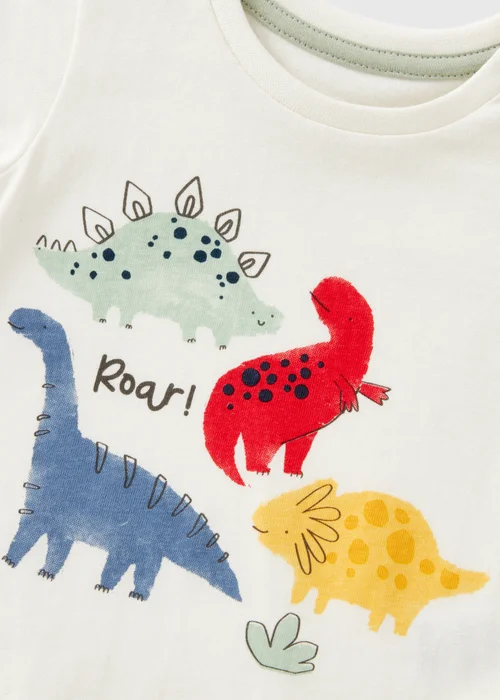 Baby Cream Dinosaur T-Shirt (Newborn-23mths) - 0-3 months Image 2