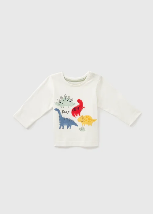 Baby Cream Dinosaur T-Shirt (Newborn-23mths) - 0-3 months Image 1