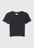 Girls Black Plain Ribbed Top (7-15yrs) - Age 7 Years Image 1