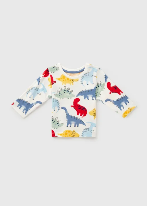 Baby Cream Dinosaur T-Shirt (Newborn-23mths) - 0-3 months Image 1