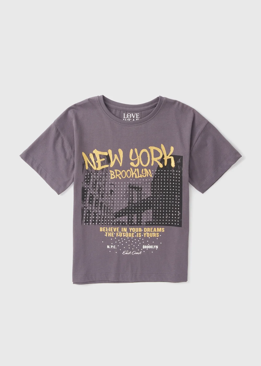 Girls Acid Wash New York Foil T-Shirt (7-15yrs) - Age 7 Years Image 1