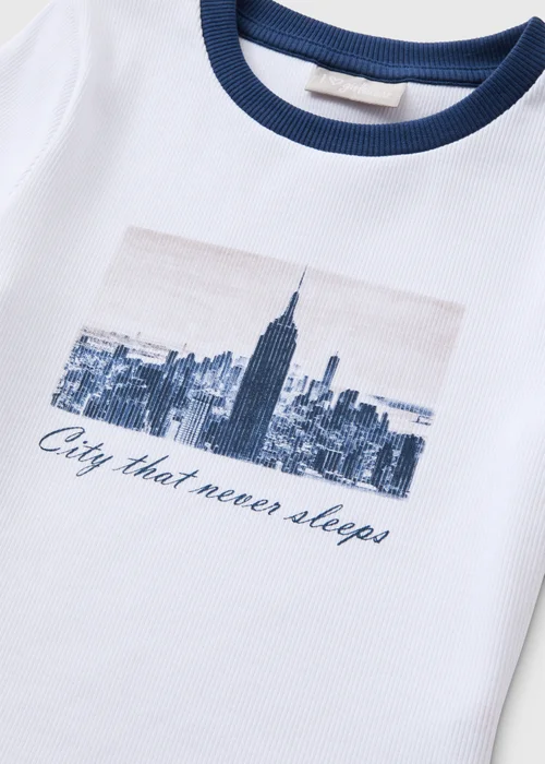 Girls White New York Ringer T-Shirt (7-15yrs) - 7 Yrs Image 2