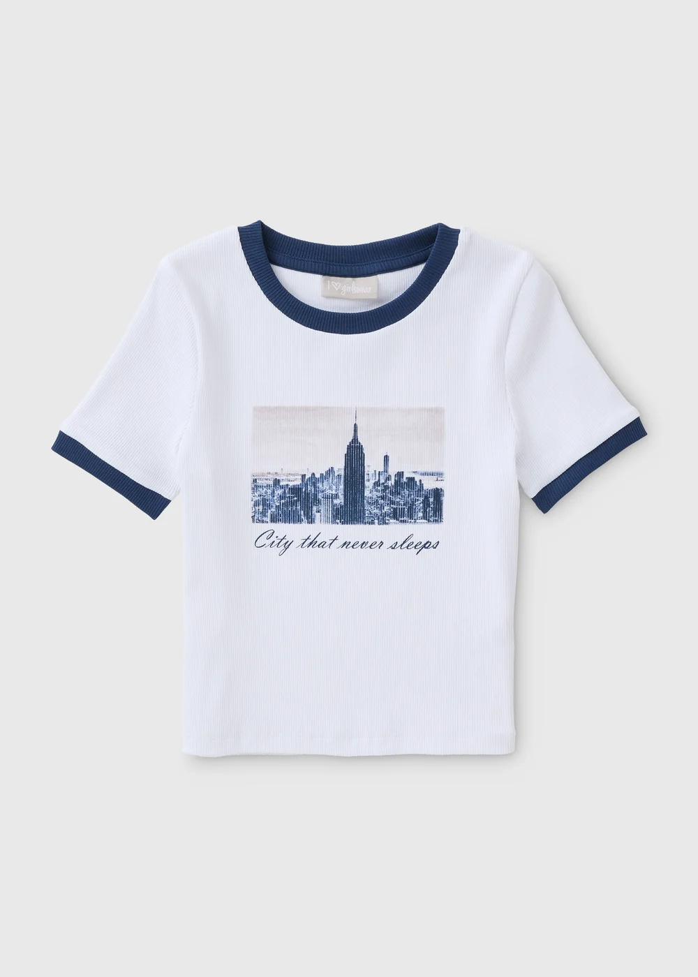 Girls White New York Ringer T-Shirt (7-15yrs) - 7 Yrs Image 1
