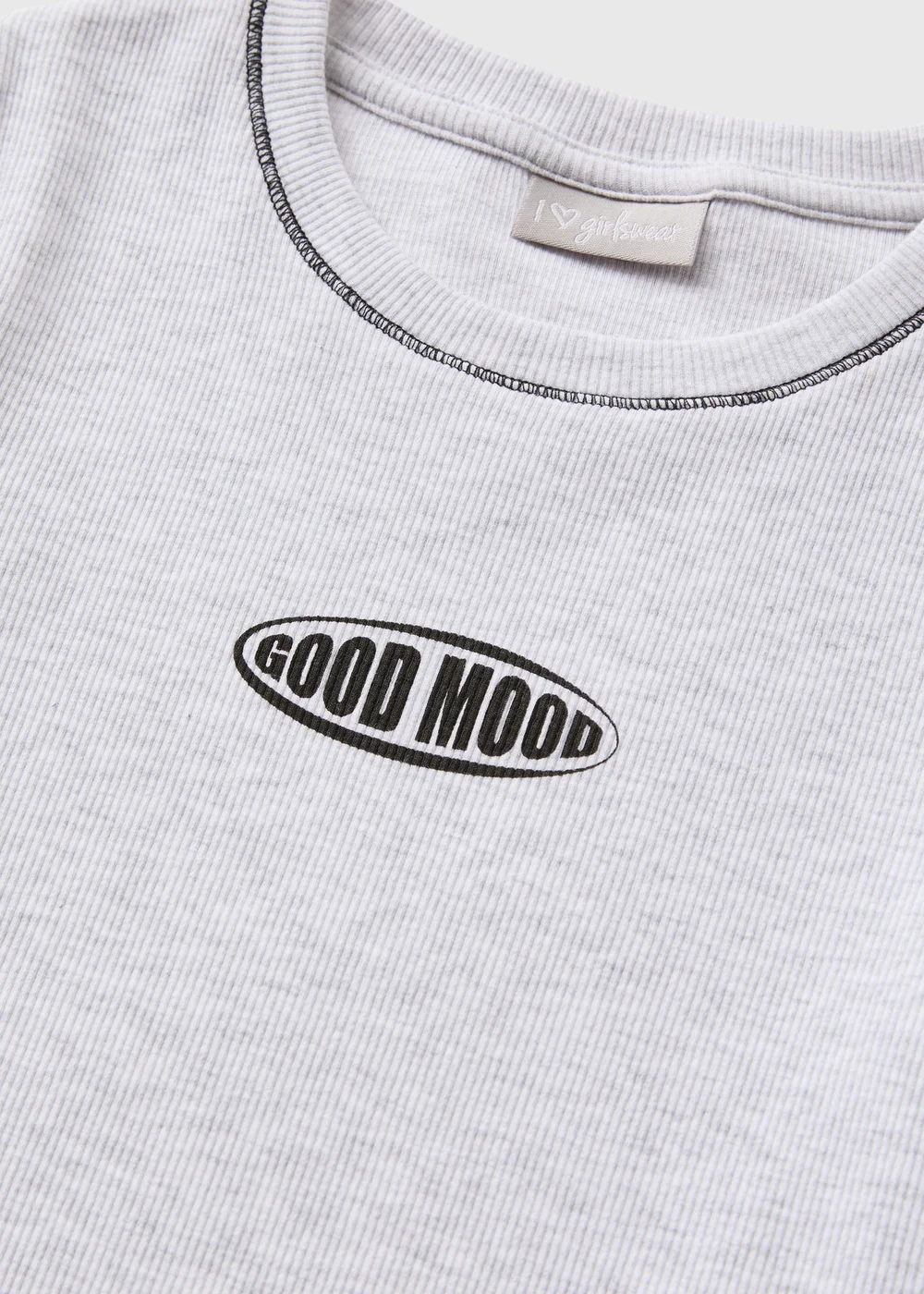 Girls Grey Good Mood Ringer T-Shirt (7-15yrs) - 10 Yrs Image 2