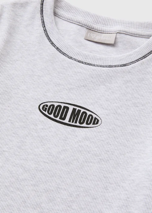 Girls Grey Good Mood Ringer T-Shirt (7-15yrs) - 10 Yrs Image 2