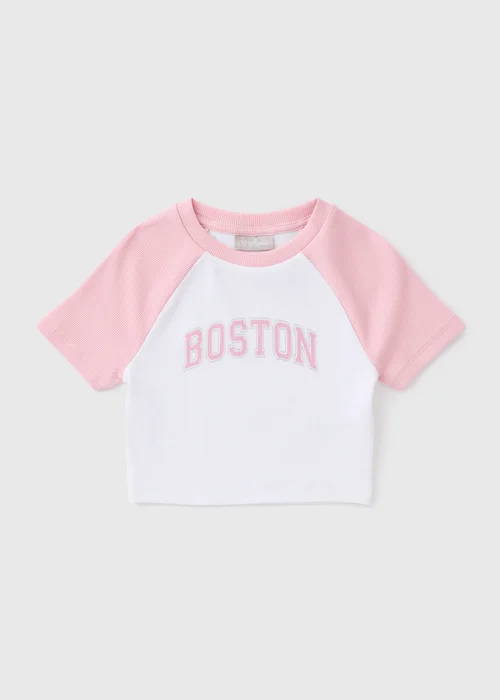 Girls White Boston Ringer T-Shirt (7-15yrs) - 7 Yrs Image 1