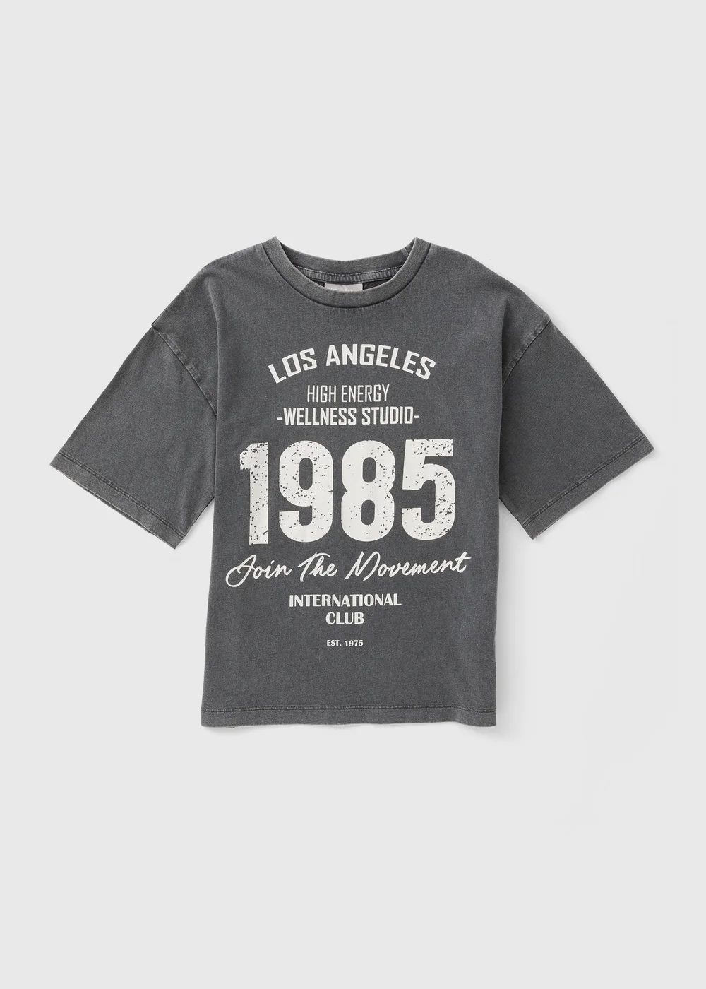 Girls Grey Acid Wash 1985 T-Shirt (7-15yrs) - 7 Yrs Image 1