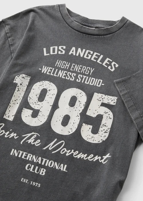 Girls Grey Acid Wash 1985 T-Shirt (7-15yrs) - 7 Yrs Image 2