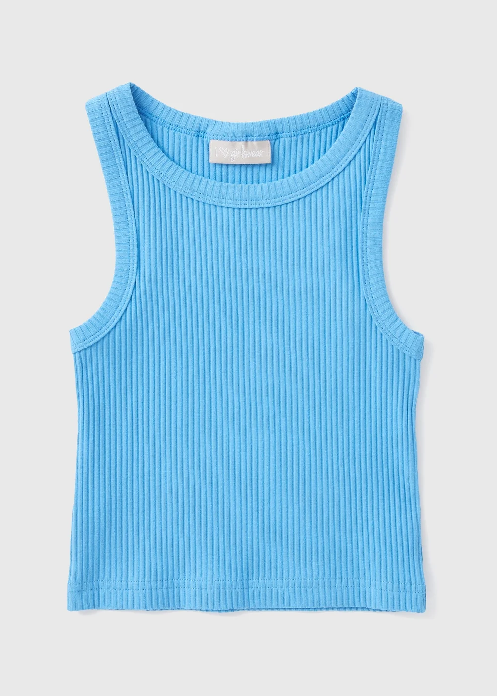 Girls Blue Ribbed Vest Top (7-15yrs) - 7 Yrs Image 1