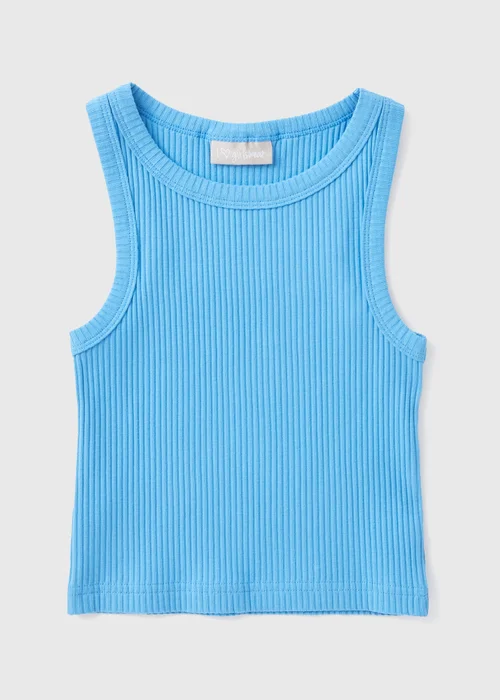 Girls Blue Ribbed Vest Top (7-15yrs) - 7 Yrs Image 1