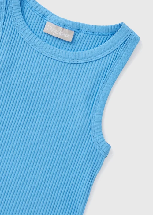 Girls Blue Ribbed Vest Top (7-15yrs) - 7 Yrs Image 2