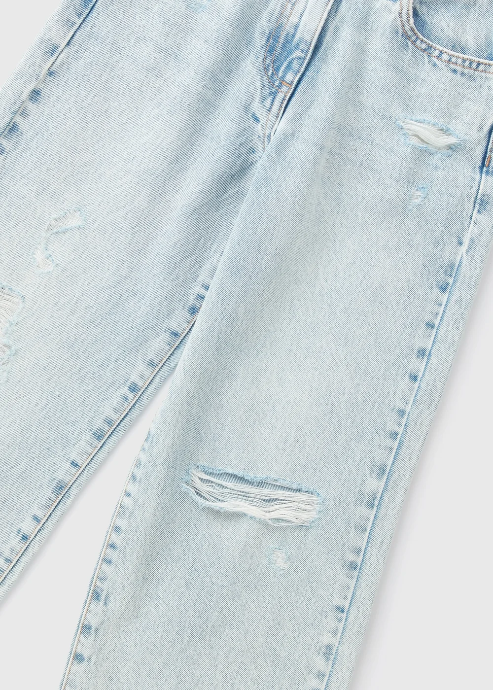 Girls Light Wash Wide Leg Ripped Jeans (7-15yrs) - Age 10 Years Image 2