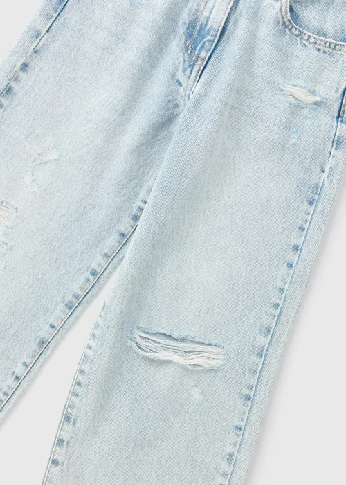 Girls Light Wash Wide Leg Ripped Jeans (7-15yrs) - Age 10 Years Image 2