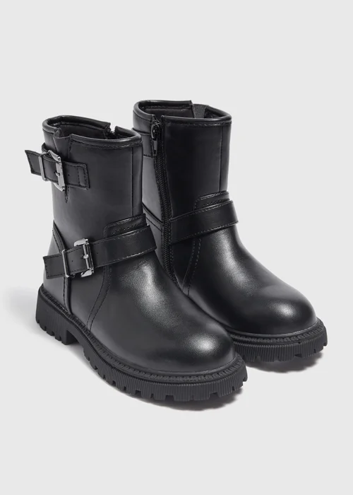 Girls Black Biker Boots (Younger 10-Older 5) - Size 1 Image 1