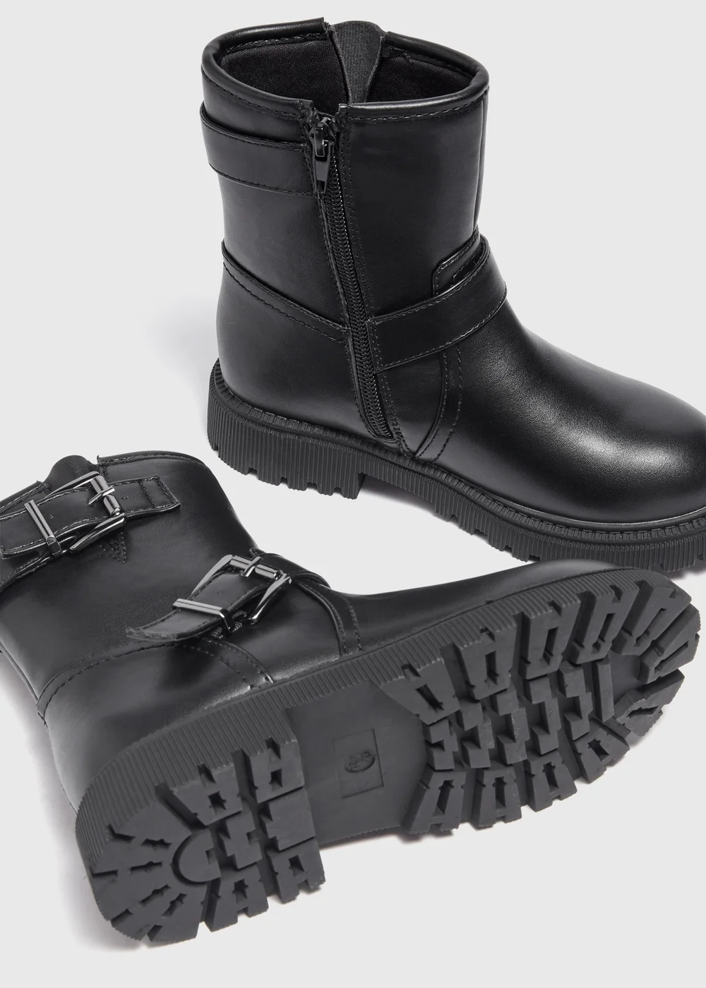 Girls Black Biker Boots (Younger 10-Older 5) - Size 1 Image 2