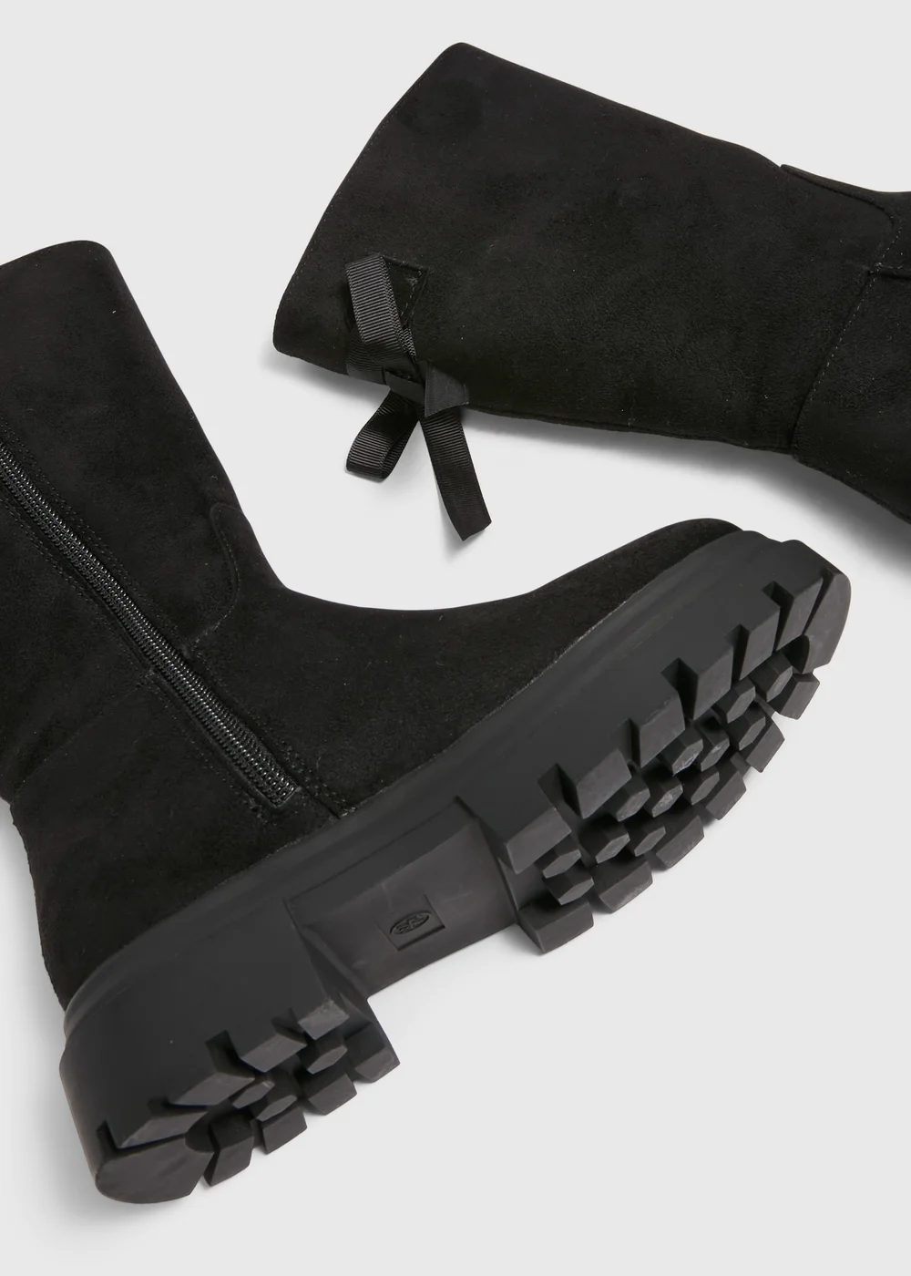 Girls Black Suede Tie Back Knee Boots (Younger 10-Older 5) - Size 1 Image 2