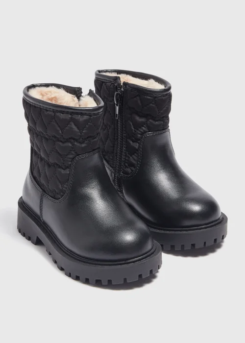 Girls Black Quilted Calf Boot (Younger 4-12) - Size 4 Infants Image 1