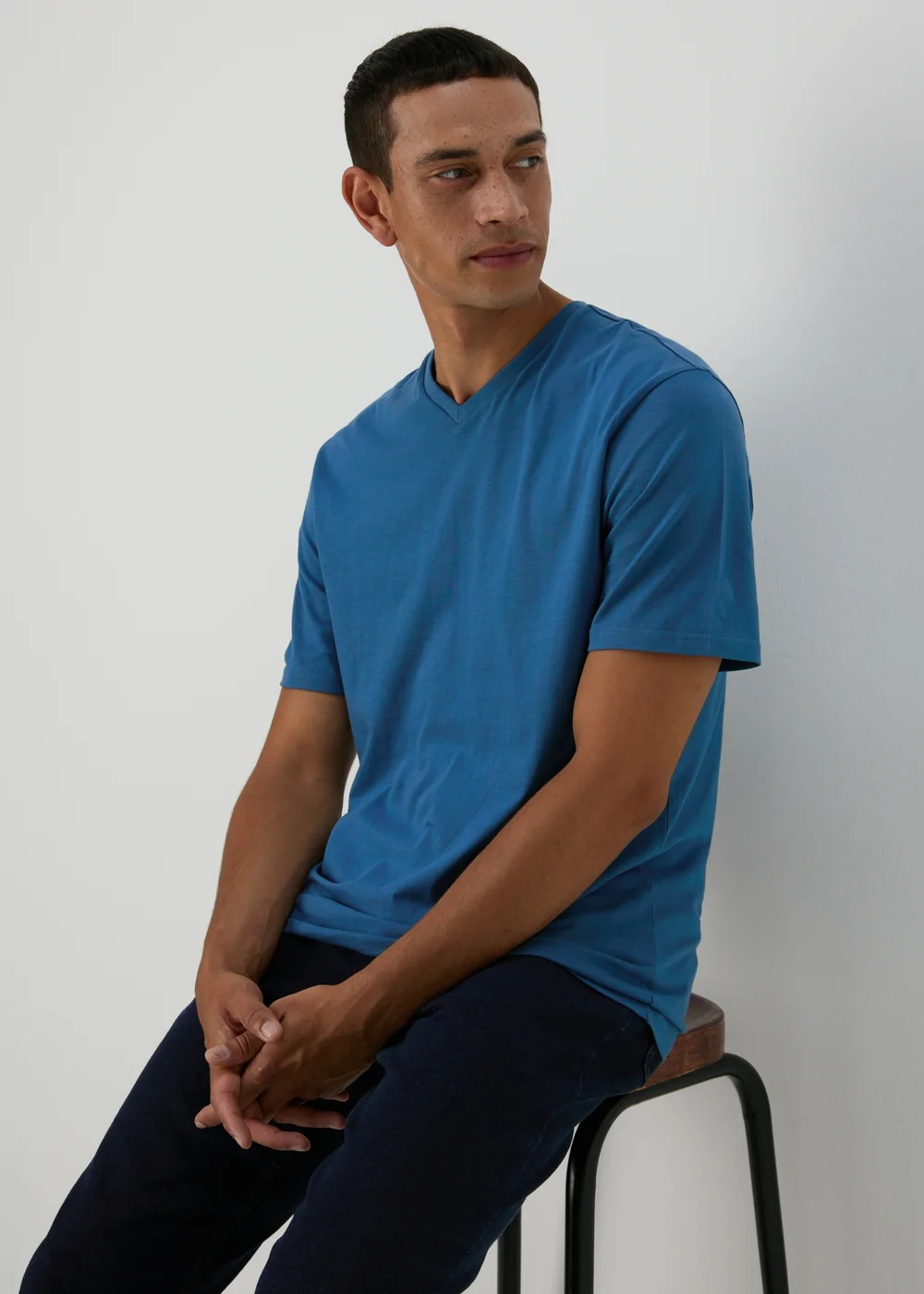 Blue V Neck Essential T-Shirt - XS Image 1