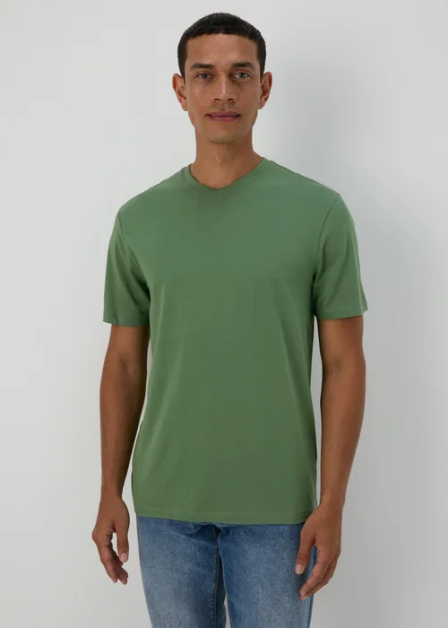Green V Neck Essential T-Shirt - XS Image 1