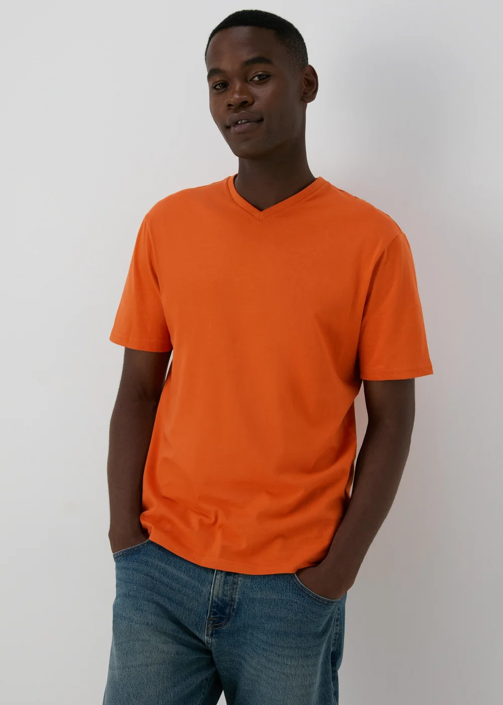 Orange V Neck Essential T-Shirt - XS Image 1