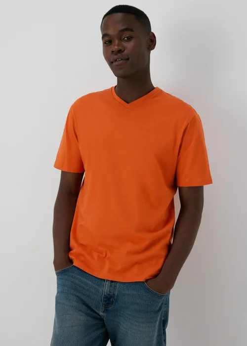 Orange V Neck Essential T-Shirt - XS Image 1