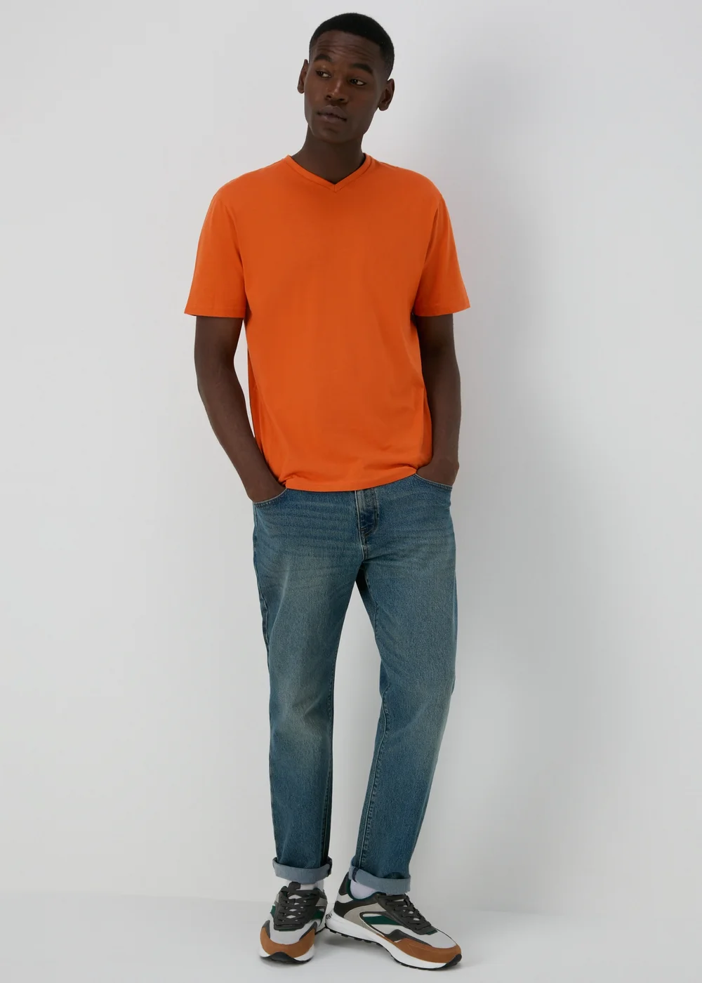Orange V Neck Essential T-Shirt - XS Image 3