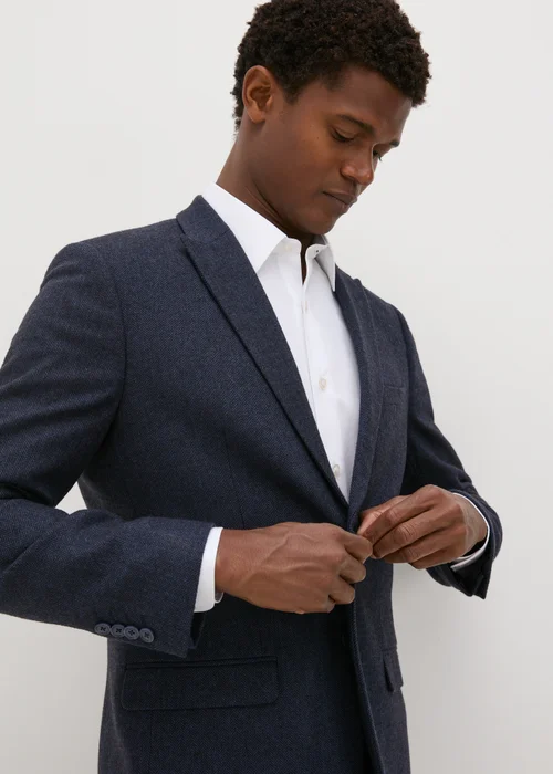 Taylor & Wright Highclere Navy Wool Blend Slim Fit Jacket - 36 Chest Long Image 1