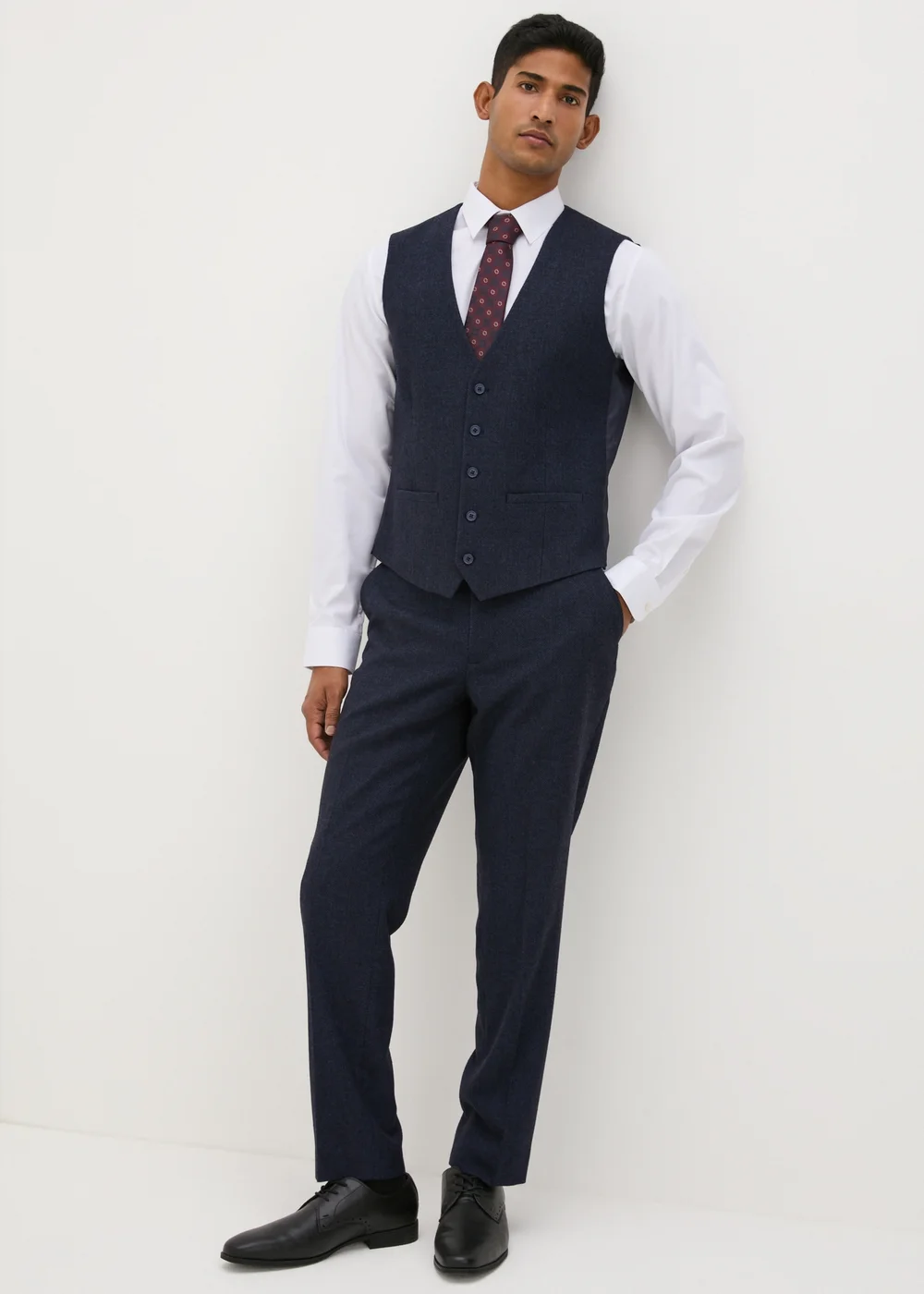 Taylor & Wright Highclere Navy Wool Blend Slim Fit Trousers - 32 Waist 29 Leg Image 1