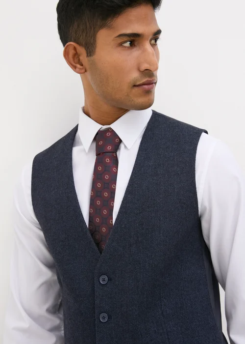 Taylor & Wright Highclere Navy Wool Blend Waistcoat - Small Image 3
