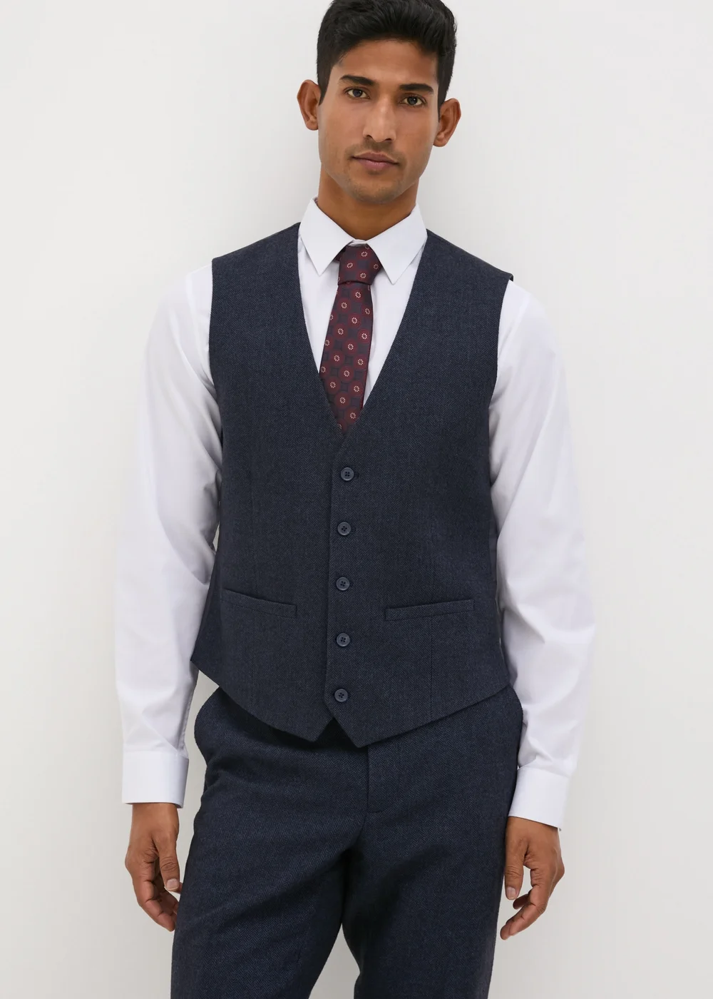 Taylor & Wright Highclere Navy Wool Blend Waistcoat - Small Image 1