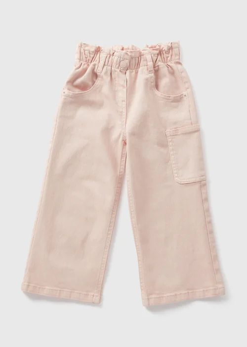 Girls Pink Paperbag Cargo Trousers (1-7yrs) - 1 half year to 2 Image 1