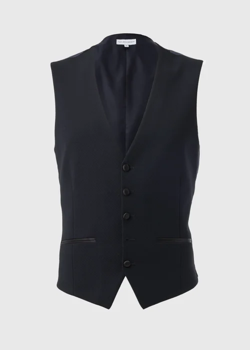 Taylor & Wright Dunham Navy Jacquard Evening Waistcoat - Small Image 5