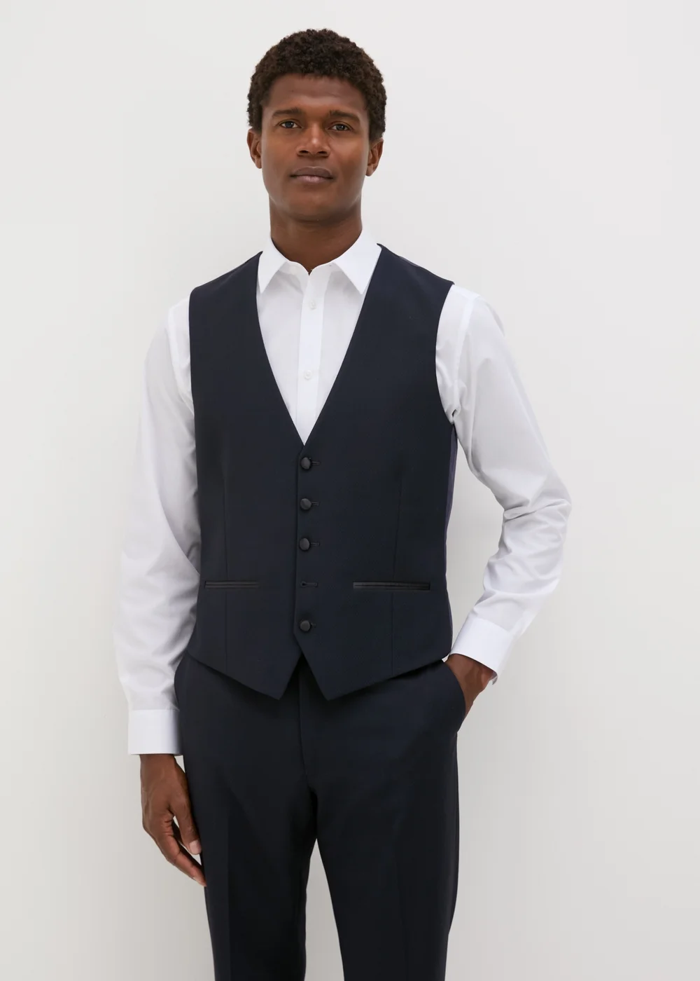 Taylor & Wright Dunham Navy Jacquard Evening Waistcoat - Small Image 1
