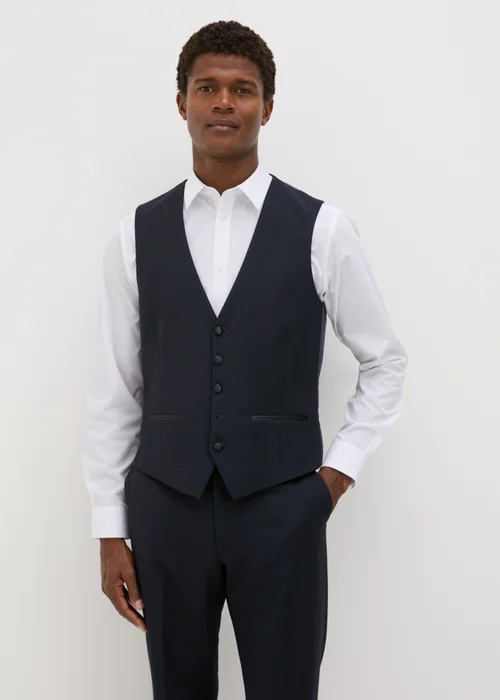 Taylor & Wright Dunham Navy Jacquard Evening Waistcoat - Small Image 1