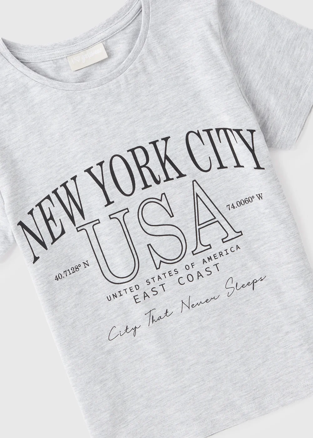 Girls Grey Marl New York T-Shirt (7-15yrs) - 7 Yrs Image 2