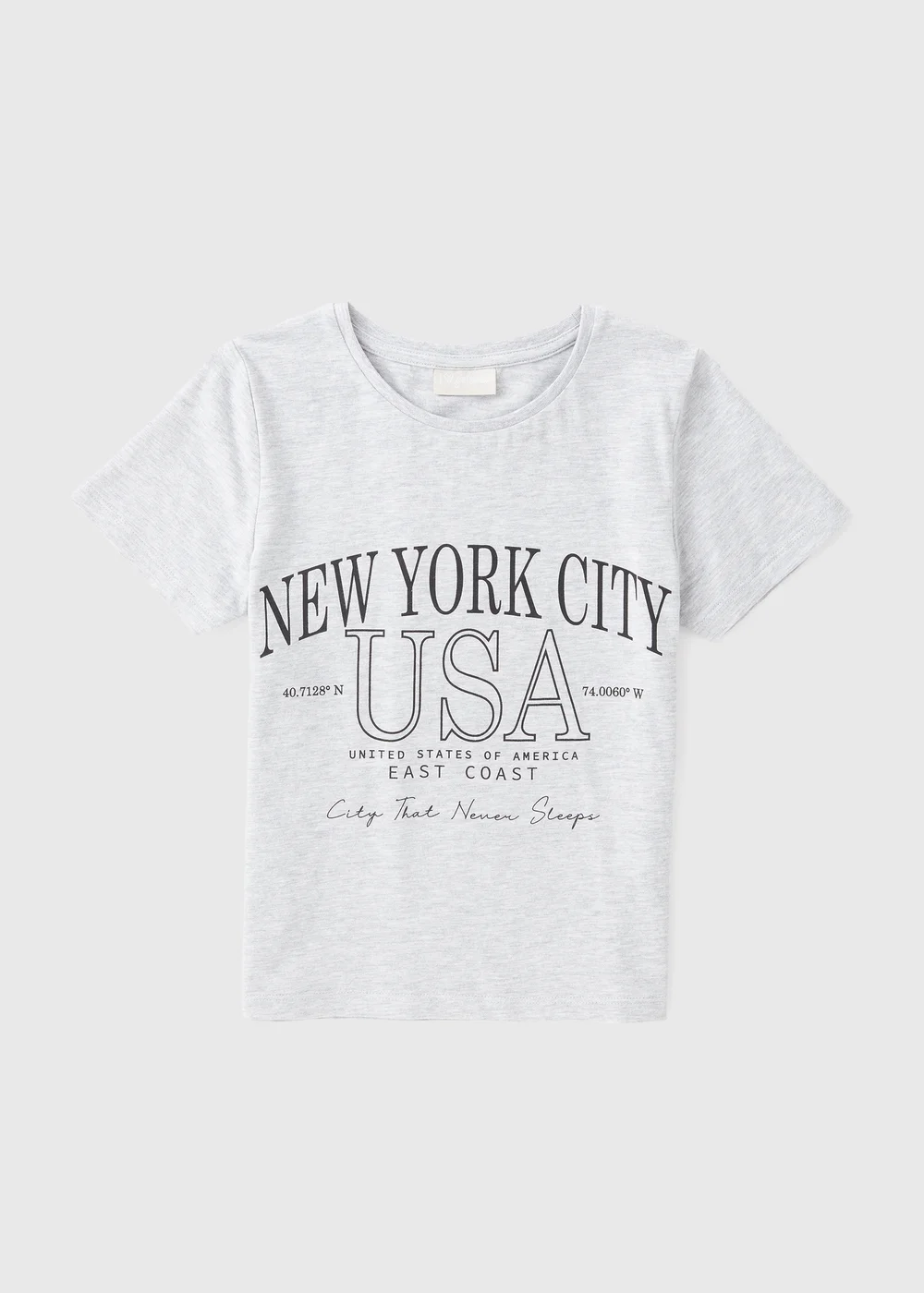 Girls Grey Marl New York T-Shirt (7-15yrs) - 7 Yrs Image 1