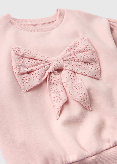 Girls Pink Bow Sweatshirt & Leggings Set (1-7yrs) - 1 half year to 2 Image 2